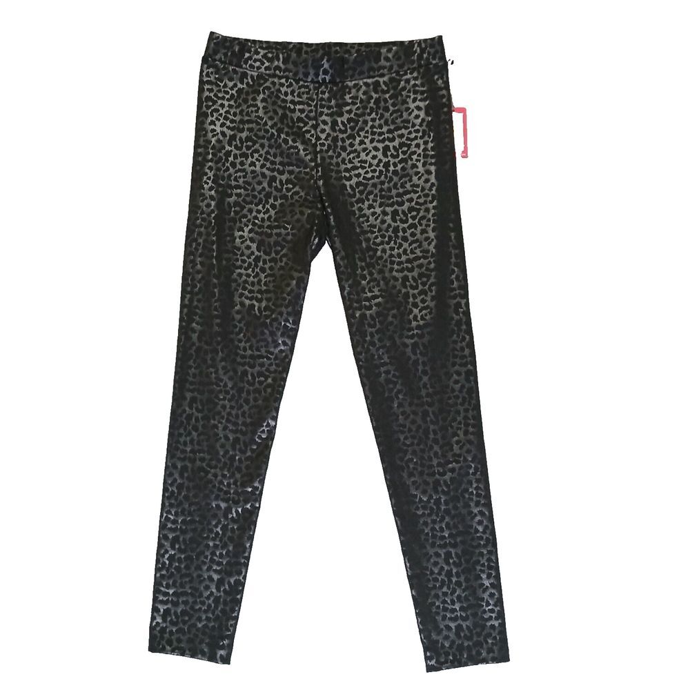 VINCE CAMUTO Tonal Animal Print‎ Leggings Womens Size M Rich Black Elastic Waist